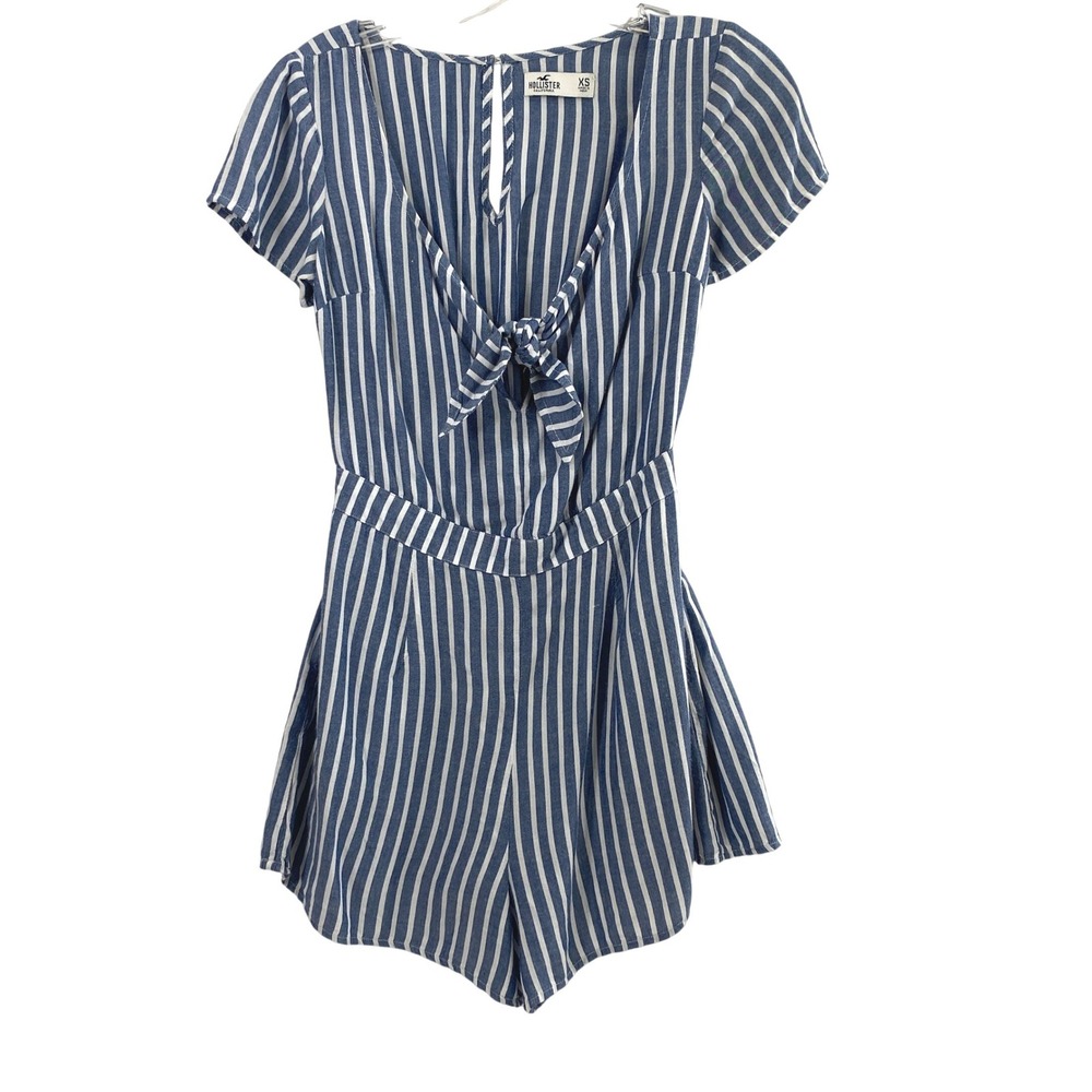 Hollister Blue White Striped Romperโ Women XS Short Sleeve Resort Vacation Beach